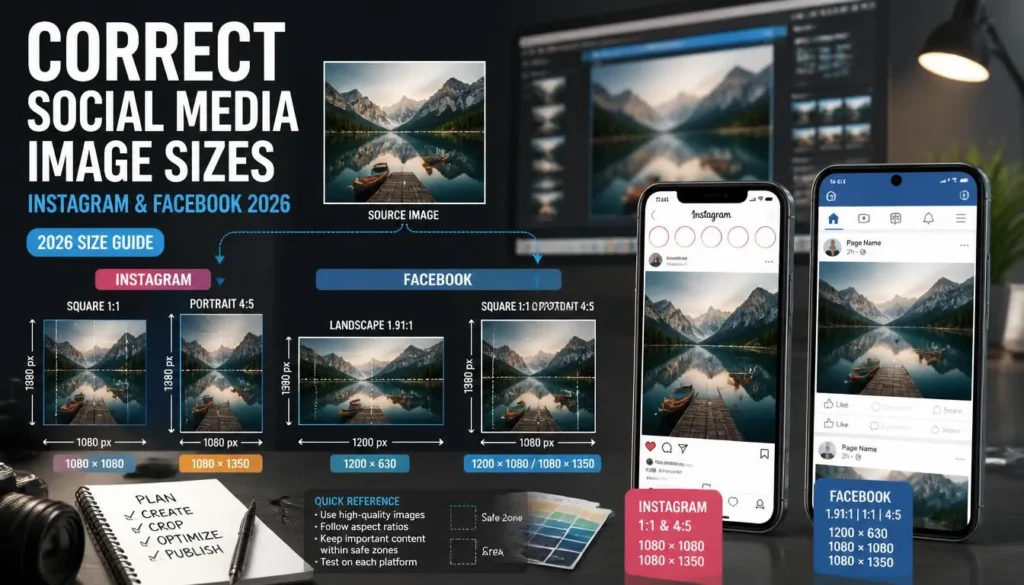 Correct Image Sizes for Instagram & Facebook 2026